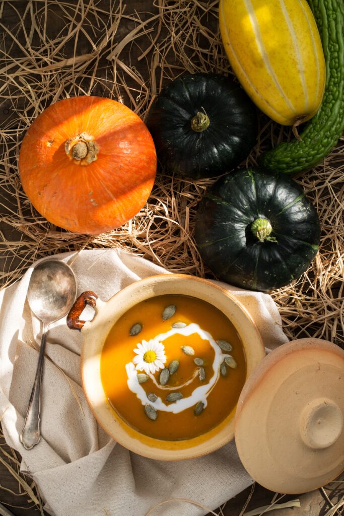 Pumpkins, squash and soup